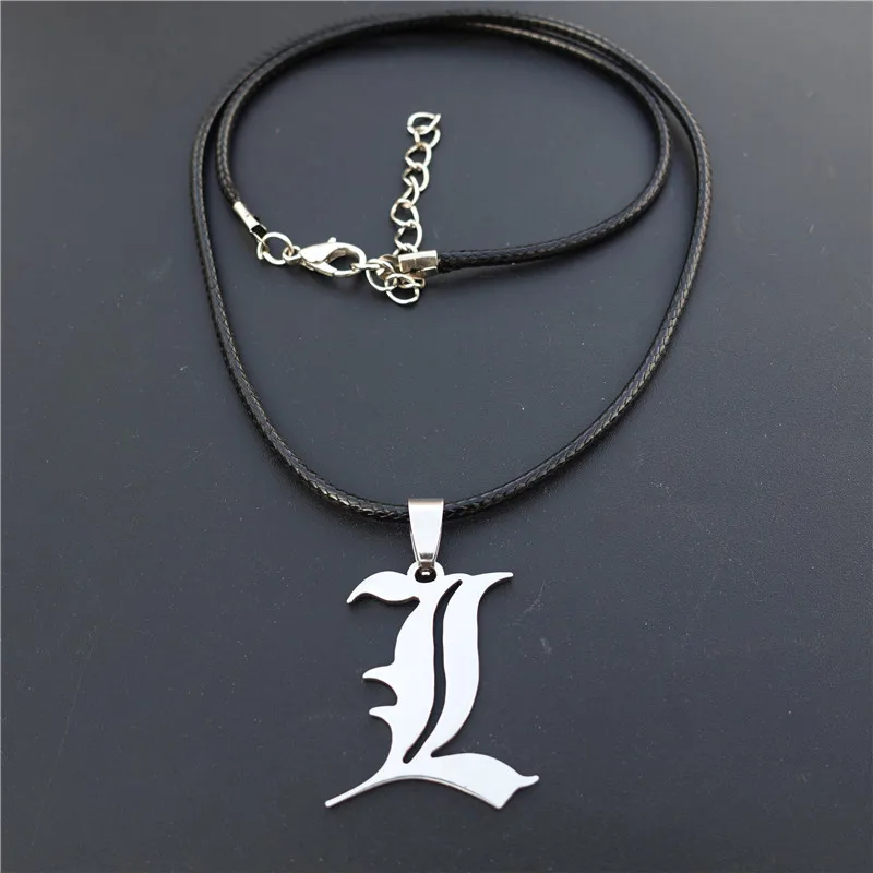 Death Note Double L Yagami, ожерелье из нержавеющей стали, смарт-аниме, бижутерия для косплея, аксессуары унисекс - Окраска металла: 42cm black rope