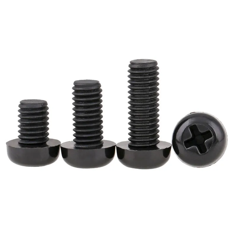 100 шт. GB818 M2.5 черные пластиковые нейлоновые круглые винты с крестообразной