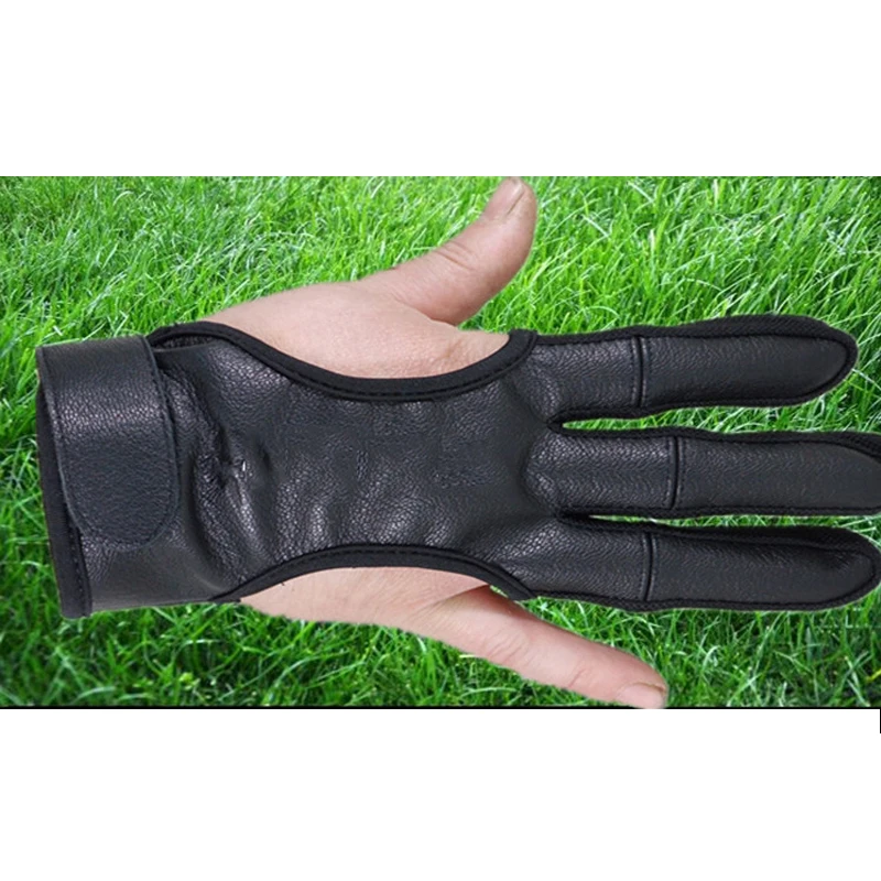 

1 Pcs Black 3 Finger Buckskin Gloves Hand Protection M/L/XL Archery Shooting Hunting Use Soft and Comfortable