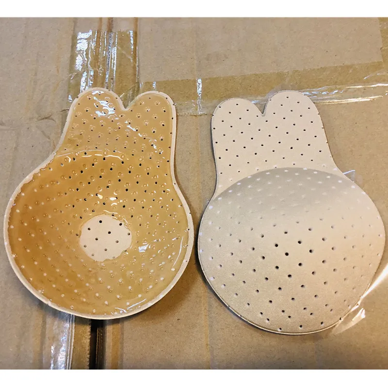 1 beige with holes 1 пара, большой размер, сексуальный бюстгальтер, тонкие невидимые силиконовые подушечки для груди, дышащая невидимая накладка на сосок, нижнее белье, бюстгальтер - Цвет: 1 beige with holes
