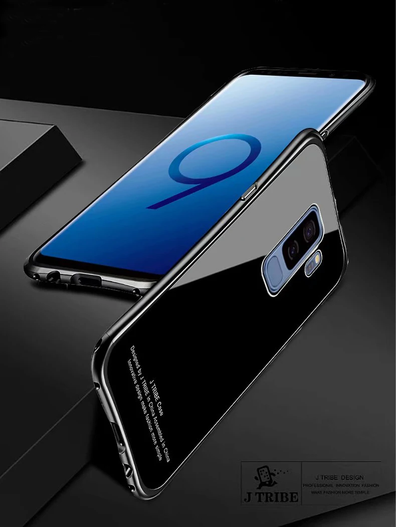 Чехол Vpower для samsung Galaxy S9 PLUS, алюминиевая рамка для бампера, Задняя стеклянная крышка для samsung S9 Plus, металлический чехол из закаленного стекла