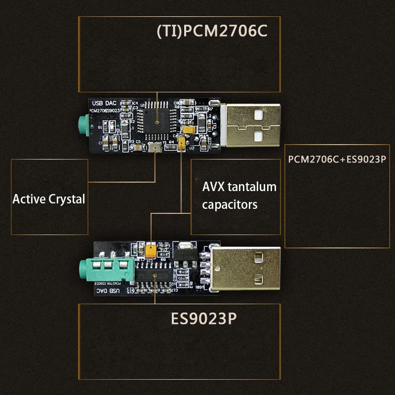 Портативный ЦАП PCM2706 + ES9023 USB Hi Fi декодер внешней аудиокарты для усилителя