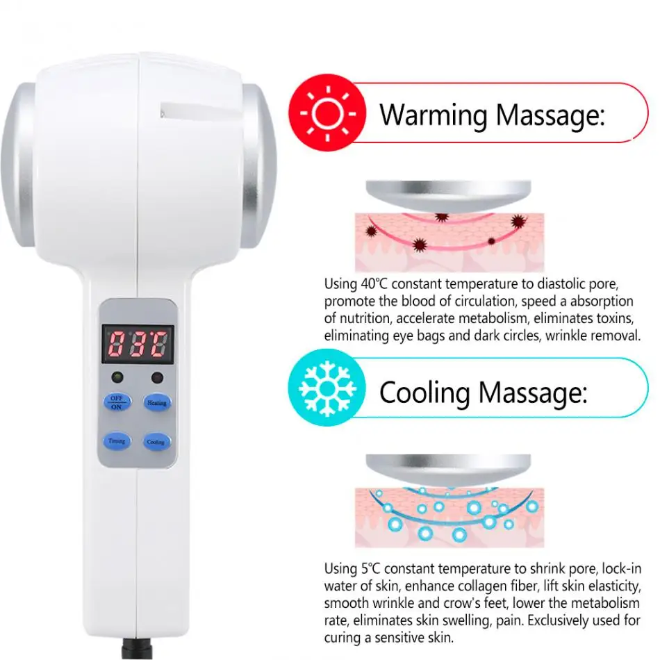 Goede Originele Ultrasone Cryotherapie Hot Koude Hamer Huidverjonging Gezicht Lifting Massager Body Schoonheid Apparatuur