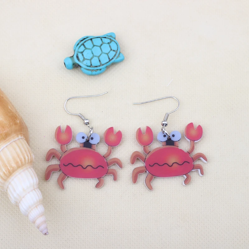 1 пара красный краб милые серьги с милым принтом акриловые Новый дизайн 2014