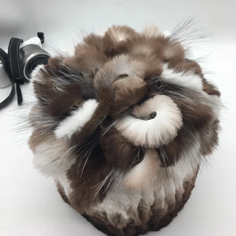 Шапка из натурального меха кролика женская зимняя теплая TU154-031 | Аксессуары для