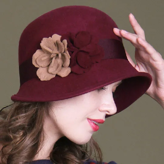 Wool Ladies Cloche Hats Solid 