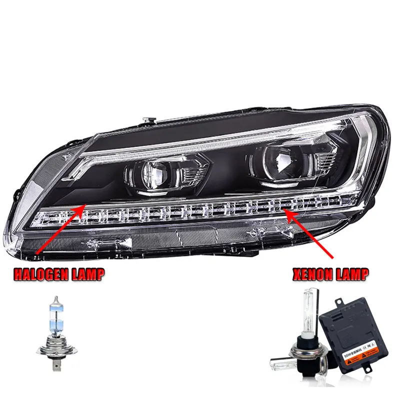 Halogen HighBeam 2 шт. светодиодный фары для VW Passat 2011- светодиодный Автомобильные фары ангельские глазки комплект ксеноновых фар, Высокопрочная конструкция протовотуманная подсветка Габаритные огни - Цвет: Halogen HighBeam