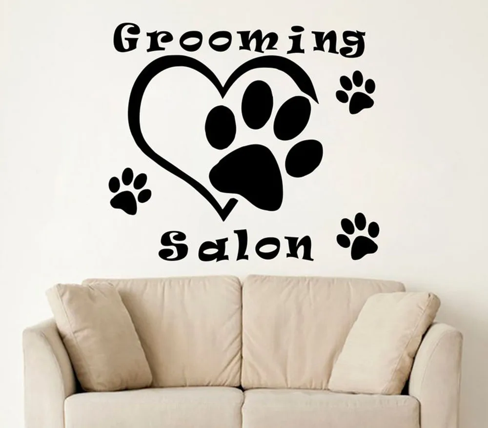 

Grooming Salon Wall Decal Vet Shop Vinyl Stickers Pet Shop Wall Window Decor Decals Dog Cat Animal Wall Art Removable G600
