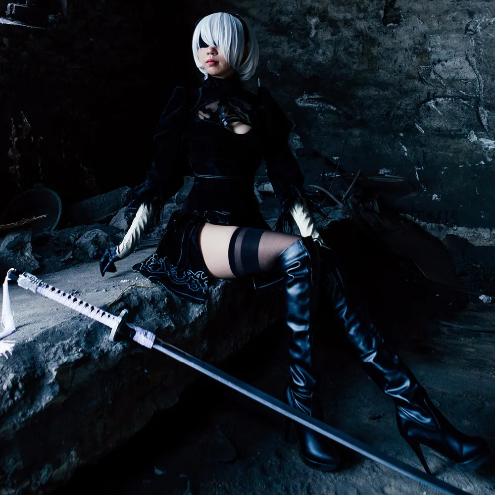 Athemis NieR Automata Косплей костюмы YoRHa No. 2 Тип B ботинки для косплея | Тематическая одежда