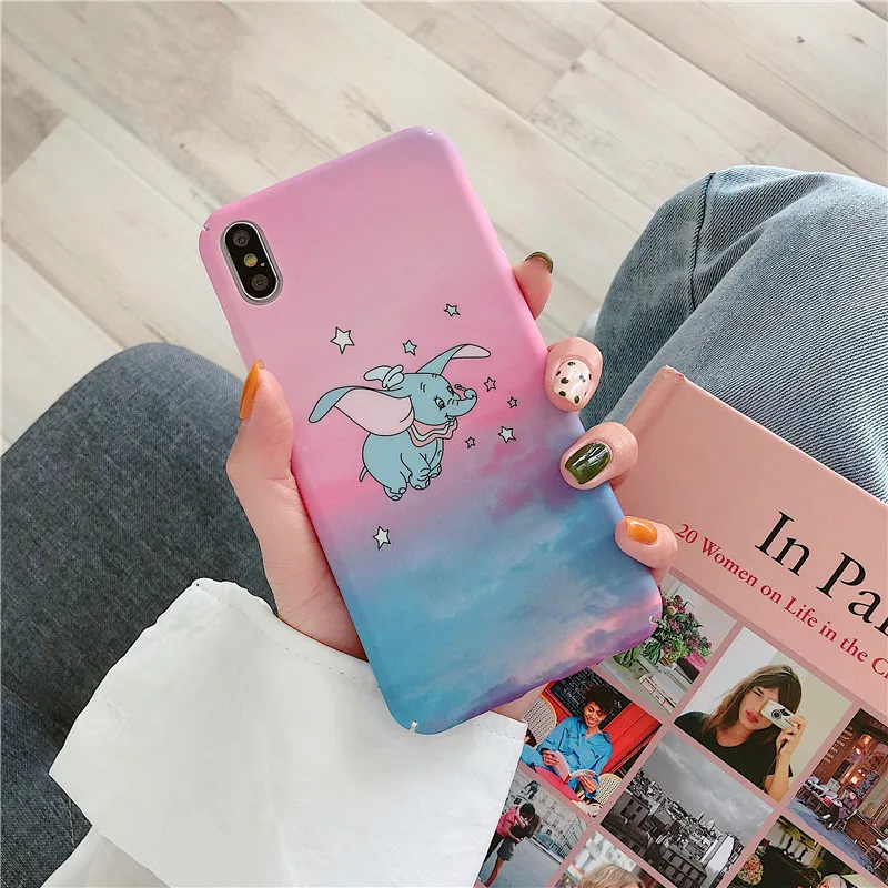 Для iPhone 7 6 X XR XS Max мультфильм Dumbo жесткие чехлы для телефона конфеты цвета чехол 6s 8