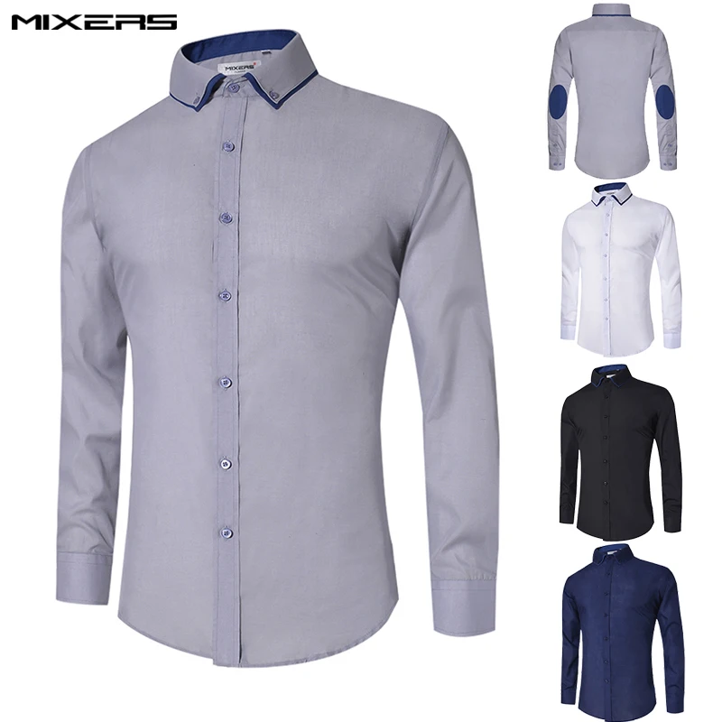 2018 New Design Casual Shirt Men Long Sleeve Big Size Mens Cotton Business Formal Slim Fit Dress Shirts Camisas |