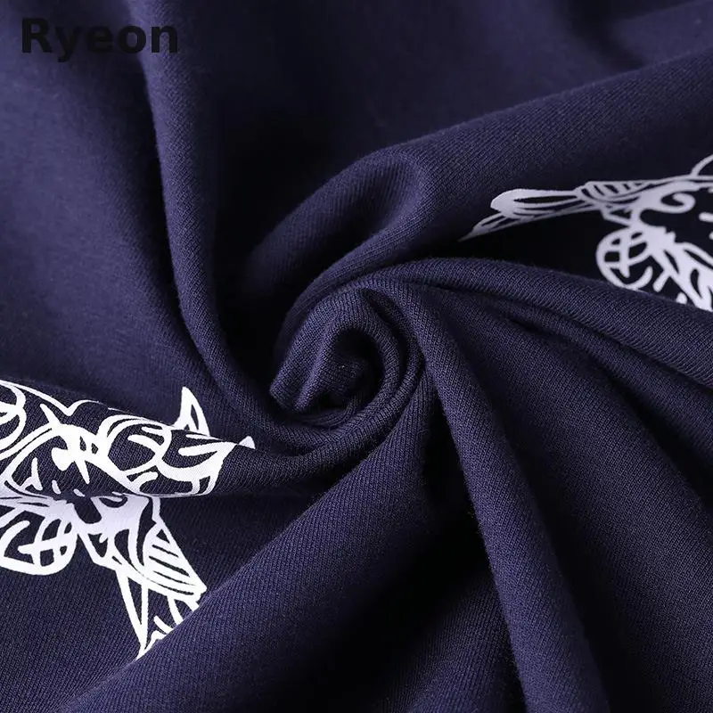 Ryeon 5xl Плюс Размер печати Платья прямые Полный Карманы Колено Регулярные