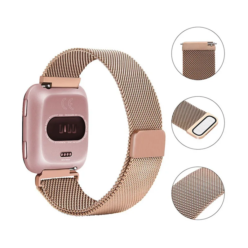 Ремешок для часов Fitbit Versa сетчатый Браслет из нержавеющей стали с Миланской