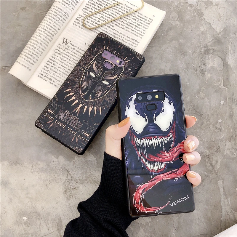 Светящийся Марвел Железный человек venom стеклянный чехол для Samsung Galaxy S8 S9 S10 Plus NOTE 8 9