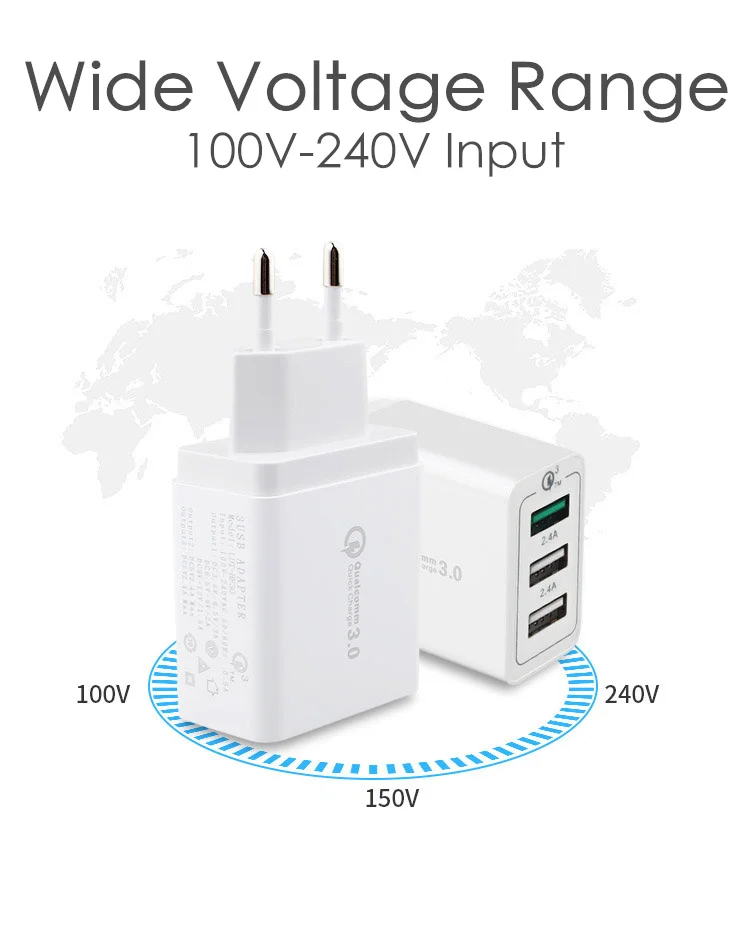 3.4A 3 порта USB зарядное устройство светодиодный дисплей быстрое зарядное устройство для телефона адаптер настенное зарядное устройство ЕС для iPhone samsung смартфонов планшетов