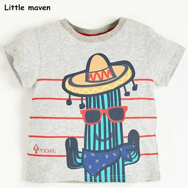 Little maven/детская одежда; коллекция года; летняя одежда для маленьких девочек; футболка с короткими рукавами; топы с принтом животных; брендовая хлопковая Футболка; 50979