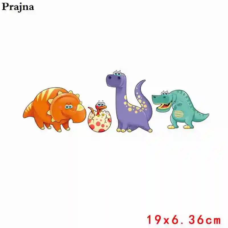 Prajna Парк Юрского периода Тепловая Передача Мультфильм Динозавр T-REX Тепловая Передача Наклейки на одежду DIY для детей футболки Декор - Цвет: Коричневый