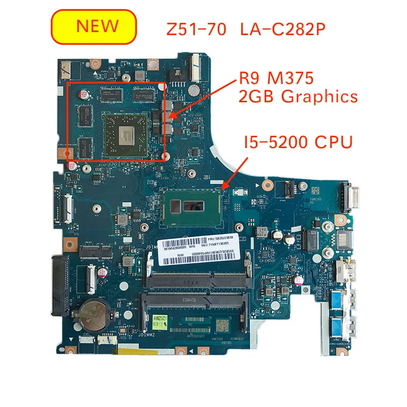 Тестовая оригинальная материнская плата для ноутбука lenovo Z51 70 AIWZ0 Z1 LA C282P с