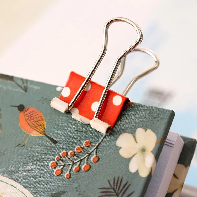 

6 Pcs Small Size Printed Metal Binder Clips Paper Clip Clamp Office School Office Binding Supplies