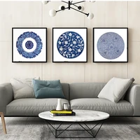 haochu traditional chinese blue and white porcelain totem canvas painting bowl prints and picture for art wall poster home decor