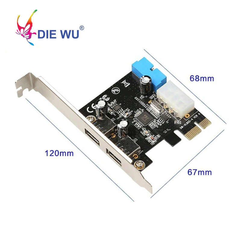 USB 3,0 карта расширения PCI-E адаптер внешнего 2 Порты и разъёмы USB3.0 концентратор внутренний 20pin разъем карта PCI-E TXB050
