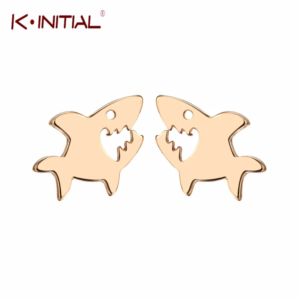 

Kinitial Shark Cute Tiny Women Lady Stud Earring Unique Ocean Animal Killer Fish Earrings Jewelry boucle d'oreille femme 2019