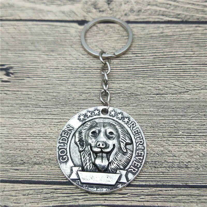 

New Trendy Retro Golden Retriever Key Chains Fashion Pet Dog Jewellery Golden Retriever Keychain Bag Keyring For Women Men