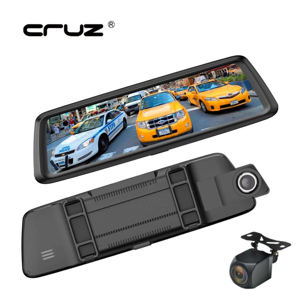 Круз Автомобильный dvr поток зеркало заднего вида камера Dashcam 10 дюймов Full HD 1296 P