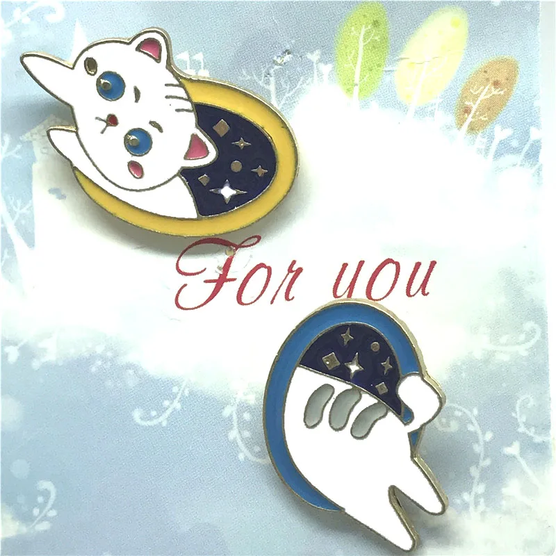 Новинка милая желтая брошь в виде кота с коротким рукавом вышитая мультяшного