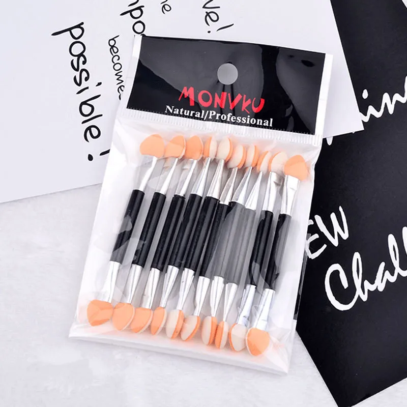 10PCS/Bag Double Ended Sponge Eyeshadow Brush Shining Highlighter Powder Eye Beauty Tools | Красота и здоровье