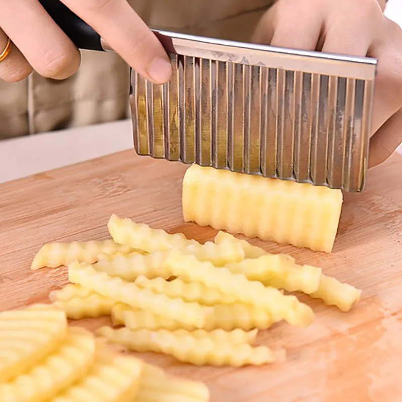 Cokytoop Creative Kitchen Accessories Wave Edged Vegetable Slicing Potato Cucumber Carrot Cutter Stainless Steel Tool | Дом и сад
