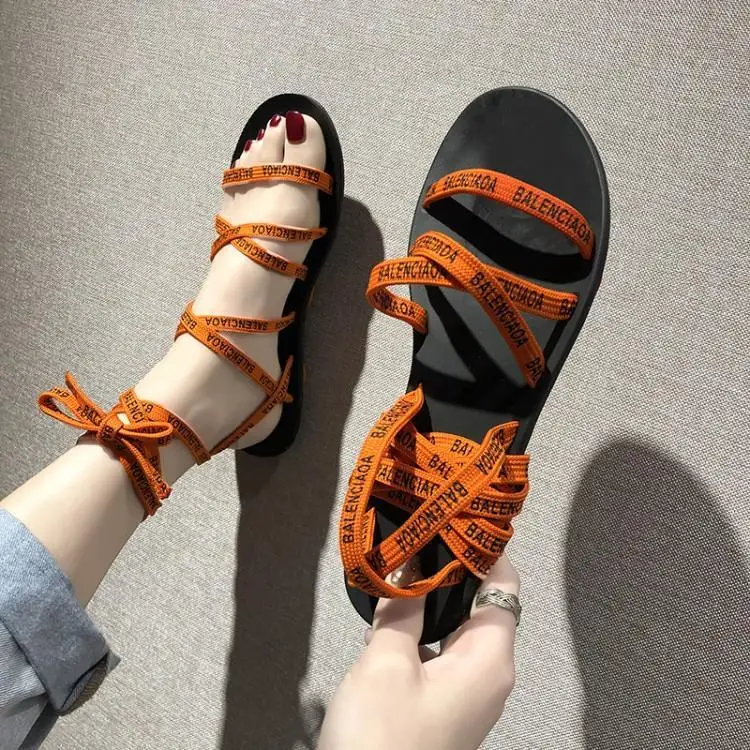 Women Flats Sandals Open Toe Jelly Shoes Summer Ladies Vintage Roman Buckle Strap Beach Woman | Обувь
