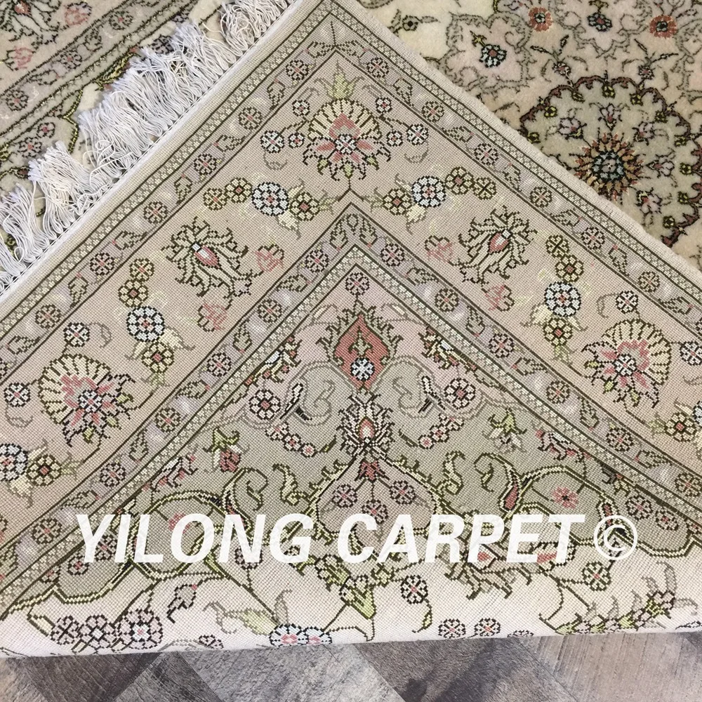 Yilong 4 'x 6' яркий зеленый цветок ручной работы персидский стиль красивый вид