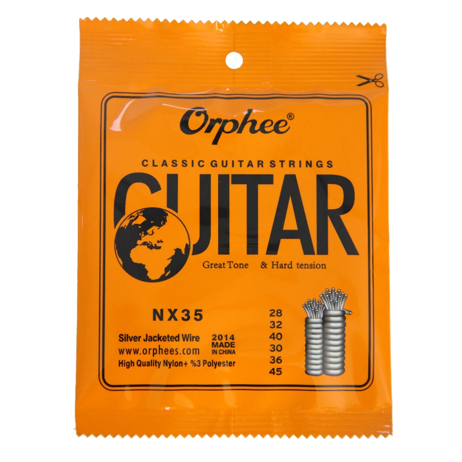 New Orphee Classic Classical Guitar Strings Nylon and Silver Plated Wire Hard/Normal Tension 028-043/028-045 Wholesales | Спорт и