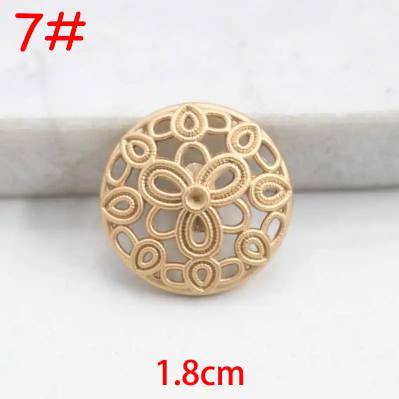 No7-1 1.8cm flowers 10 шт. Золотая и Серебряная Сова диаметр 18-38 мм золотистые металлические пуговицы, аксессуары для одежды, рубашки, брендовые пуговицы для пальто P57 - Цвет: No7-1 1.8cm flowers