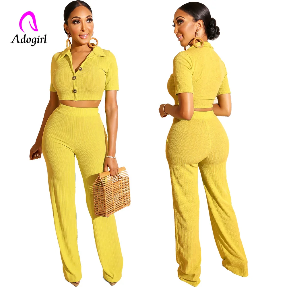 Женский комплект из 2 предметов Adogirl однотонный топ с коротким рукавом длинные