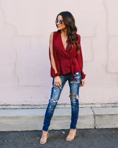 Женская блузка с V образным вырезом 4 цвета|blouse hot|blouse fashionfashion blouses |