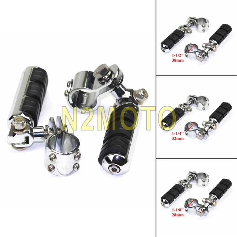 

Chrome Highway 1-1/8" 1-1/4" 1-1/2" Foot Pegs w/ Clamps Mount For Harley Engine Guard Highway Crash Bar Footrests Footpegs