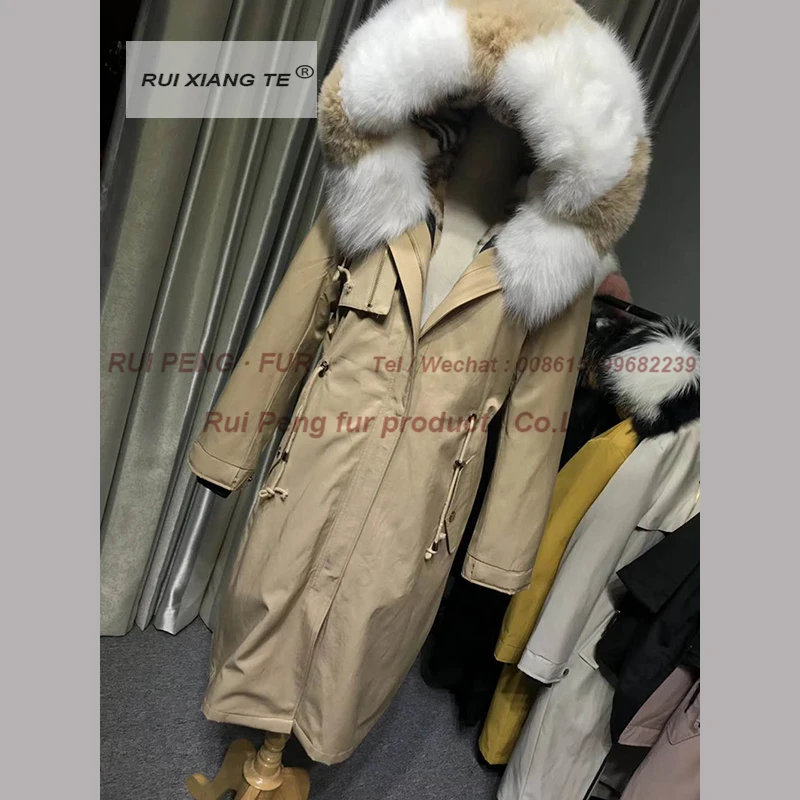 Новое Брендовое пальто с натуральным мехом парка лисы зимнее подкладкой