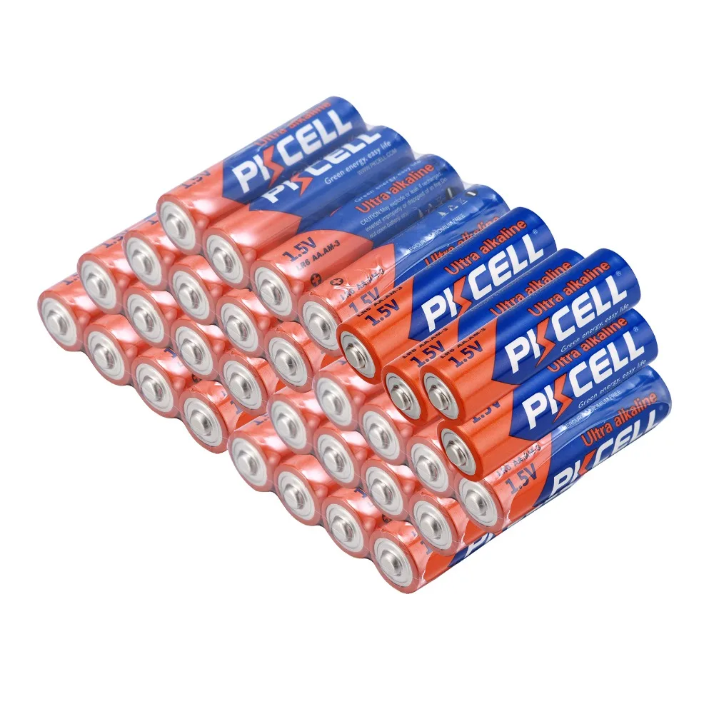 32 шт. Pkcell AA 1 5 V Промышленные щелочные батареи EN91/MN1500/LR6/AM3 однократное