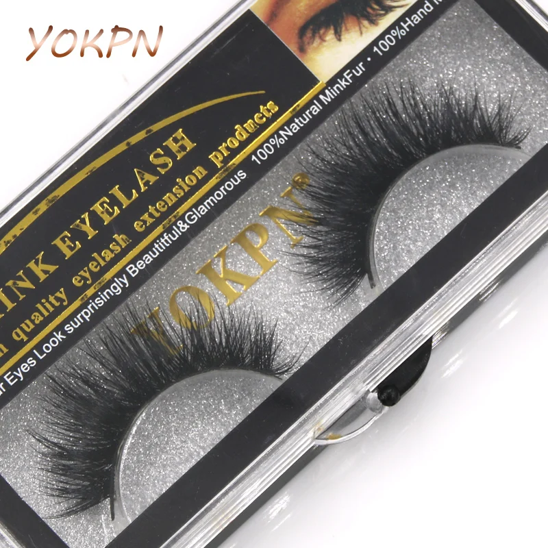 

YOKPN New Water Mink False Eyelashes Thick Cross D02 Handmade Cotton Stems Mink Fake Eyelashes Natural Makeup Tools Lashes