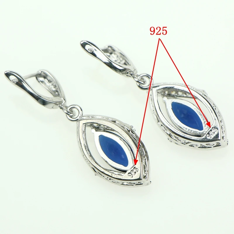 Женский ювелирный комплект из колье и серёг серебра 925 пробы|jewelry sets blue|silver jewelry