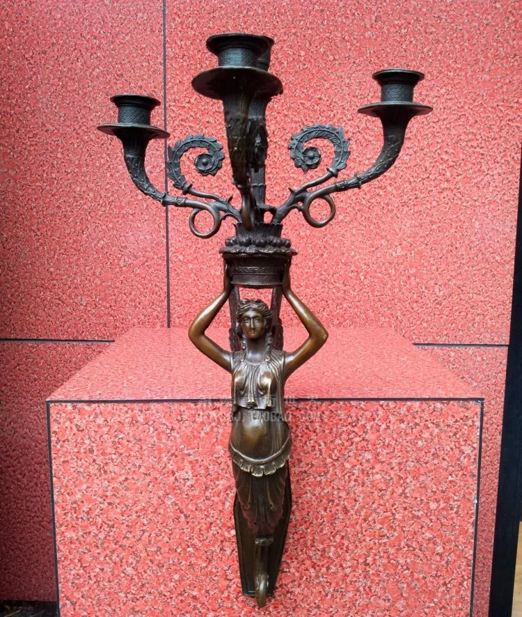 

S египетская девушка Бронзовый орнамент подвеска для домашнего интерьера подсвечник практичная Бронзовая статуэтка искусство