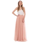 Женская длинная юбка-пачка, ярко-розовая фатиновая юбка на молнии, для подружки невесты, для свадебной вечеринки, на заказ