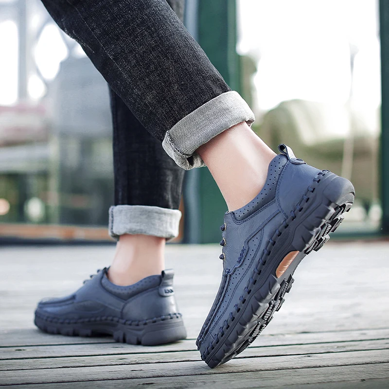 Кроссовки мужские из натуральной воловьей кожи Повседневная Удобная Уличная