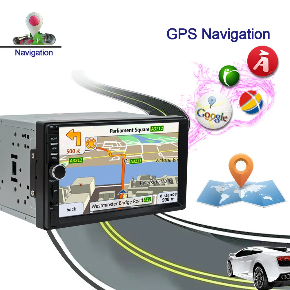 Авто Android 7 &quotАвторадио автомобиля с gps навигации двойной 2din 1024*600 Touch