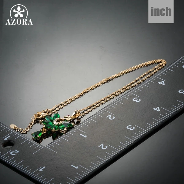 Ожерелье с зеленым кулоном AZORA Marquise Cut Swan TN0125|necklace time|necklace jumpernecklace belly |