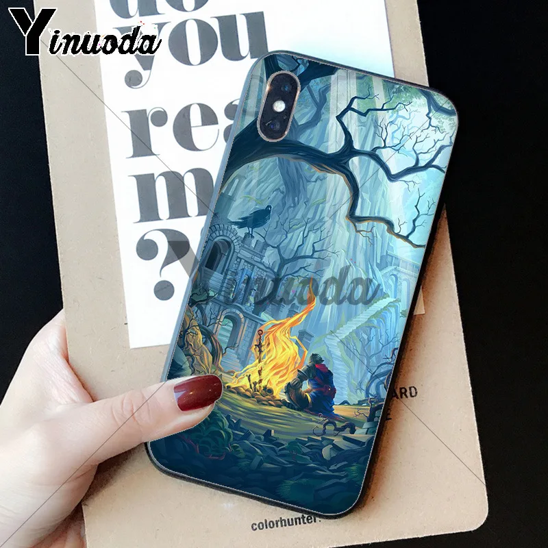 Yinuoda Темный душ мягкий резиновый черный чехол для телефона iPhone 5 5Sx 6 7 7plus 8 8Plus X XS MAX