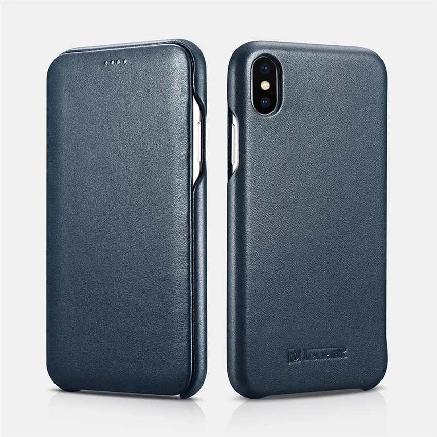 Роскошный чехол iCarer из натуральной кожи с закругленными краями для iPhone XR XS Max 7 8 Plus