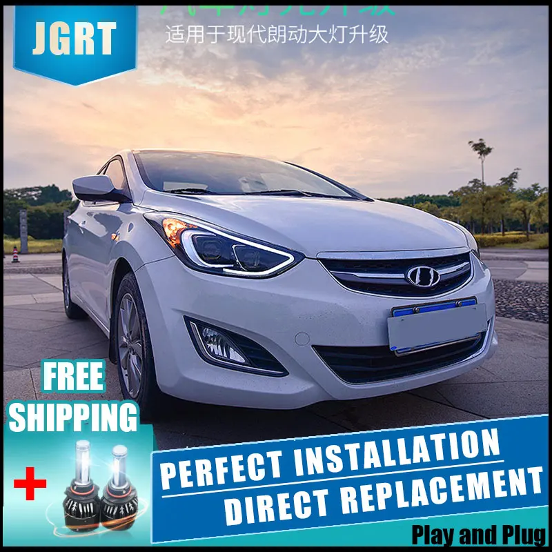 2 шт. светодиодный фары для Hyundai Elantra 13 16 Автомобильный свет двойной ксеноновые